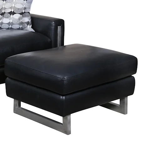 Contemporary Industrial Ottoman with Metal Legs